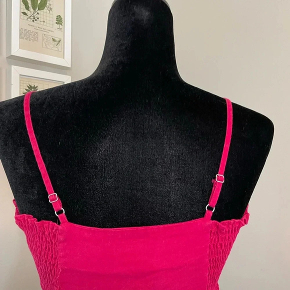 Maeve Pink Smocked Peplum Ruffle Tank Top - Picture 7 of 10
